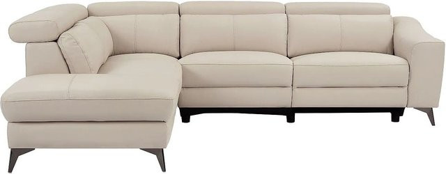 Vente-unique Relaxsofa Forlo in Creme mit Lederbezug und motorisierter Funktion, L-Form, Breite: 275 cm - Bild 1