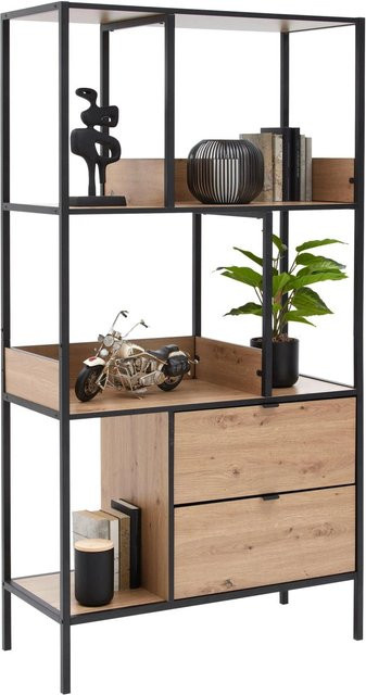 Mömax Regal Queens im Industrial Design, Farbe Natur/Schwarz, B/T/H: 40 x 40 x 170 cm - Bild 1