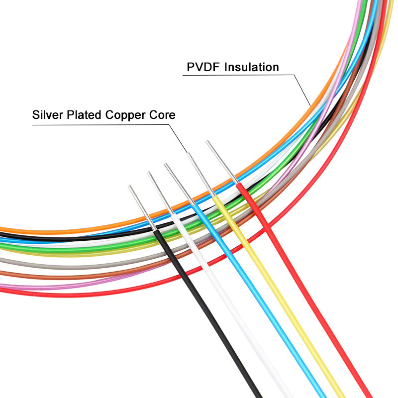 Versilberter PTFE Elektronikdraht Mikrofein aus einadrigem Kupfer, Hochtemperaturkabel in Silber oder Lila, verfügbar in 10 bis 100m Länge und verschiedenen AWG-Stärken - Bild 2