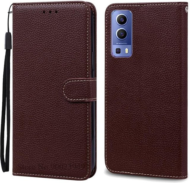 Leder-Brieftasche Klapphandyhülle für Vivo Y52 5G und Vivo Y72 5G in Kaffeebraun - Bild 1