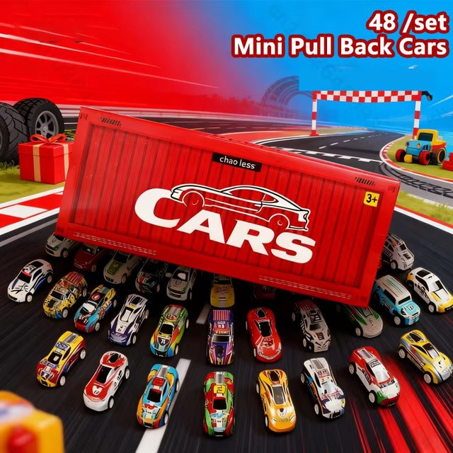CONUSEA 48 Mini Pull Back Cars Set, Spielzeugautos, Metall, ab 3 Jahre - Bild 1
