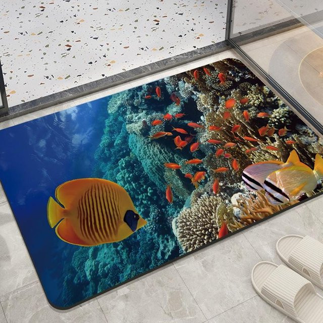 Saugfähige Badezimmer-Bodenmatte von Yiran Furniture in Marineblau, rutschfest und schnelltrocknend, B/L: 50 x 80 cm - Bild 1