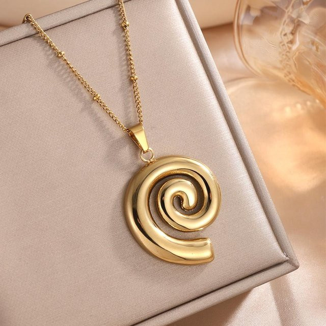 Lucky Star Jewelry Halskette, Edelstahl, Gold, Spiral Kreis Anhänger, Damen - Bild 1