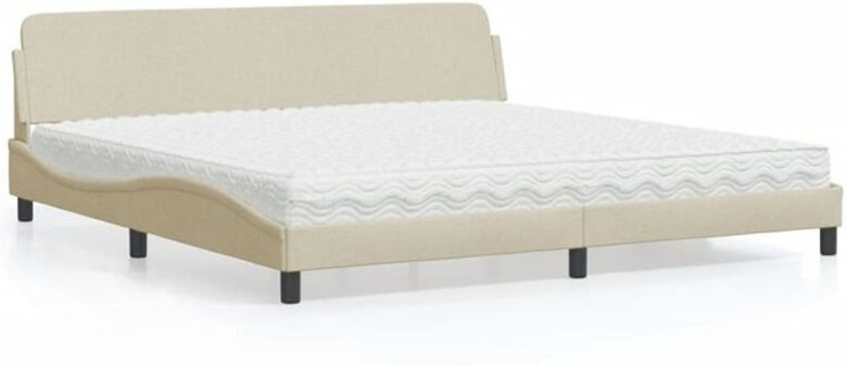 Polsterbett Dover von vidaxl mit Matratze in Creme und Weiß, Modernes Bett aus Metall und Stoff, B/T: 200 x 200 cm - Bild 1