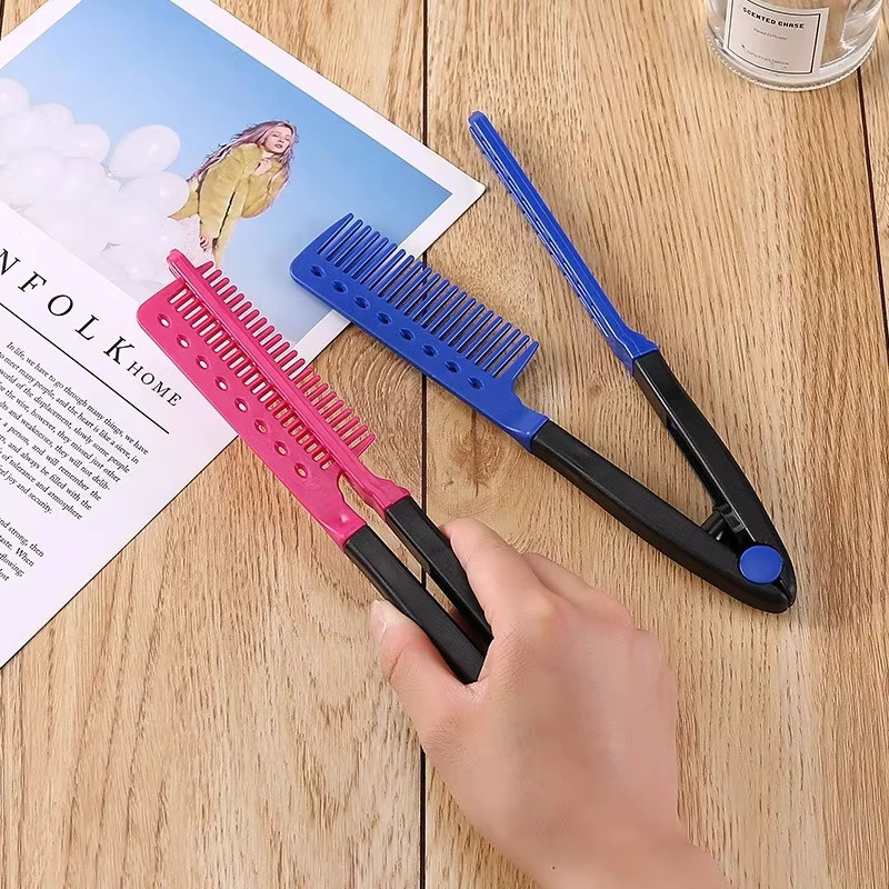 Glättbürste V-förmiger Haarglätter, pink - Bild 2