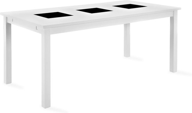 Loungedreams Jasmin Esstisch aus Holz und Glas in Weiß und Schwarz, ausziehbar, B/T: 180 bis 270 x 90 cm - Bild 1