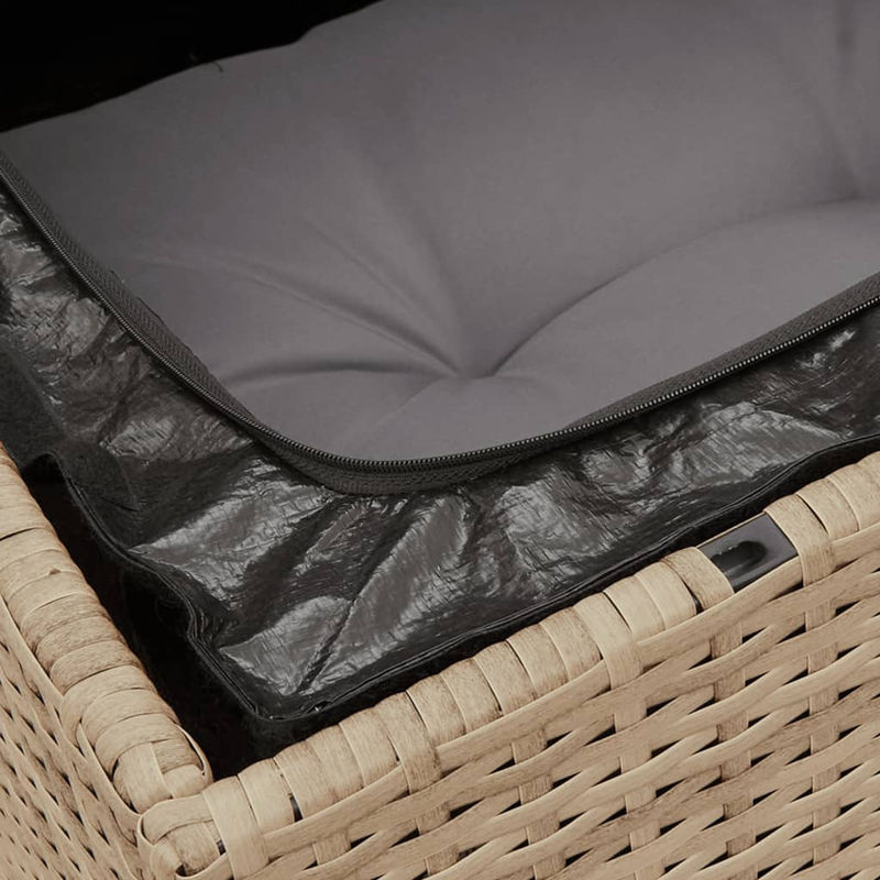 Vidaxl Gartenmöbel-Set aus Rattan und Holz mit 13-teiligem Kissen-Set in Beige - Bild 4
