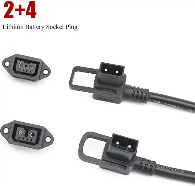 DIVEDEER 2+4 Lithium-Batterie-Anschluss Lade-Netzkabel mit Signalleitung in Schwarz für Elektrofahrzeuge und Hochleistungs-E-Bike-Batteriebuchsen - Bild 1