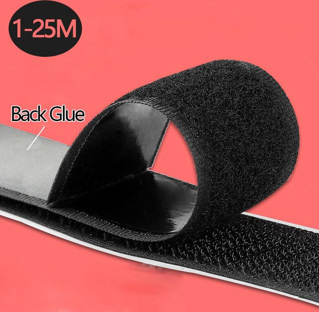 Selbstklebendes Klettband aus Nylon in Schwarz für Büro, Kabel und Heimwerker-Projekte - Bild 1