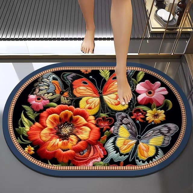 Saugfähige Diatomeenerde-Fußmatte im chinesischen Stil mit Stickerei von Yiran Furniture, Mehrfarbig, B/B: 40 x 60 cm - Bild 1