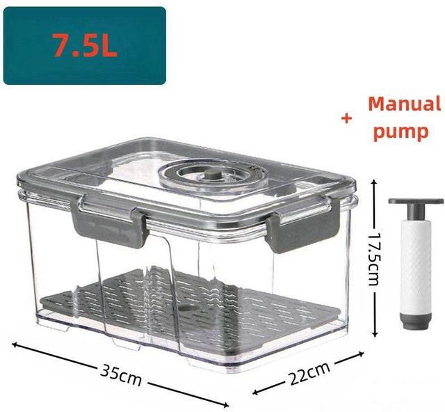 Refreshing Home Vakuum-Aufbewahrungsbox aus Kunststoff mit Handpumpe, transparent/grau, 1,5 l / 2,5 l / 7,5 l - Bild 1