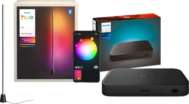 Philips Hue Play Stehleuchte White & Color mit HDMI Sync Box 8K LED TV Backlight Set - Bild 1