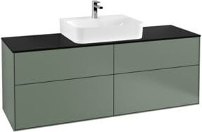 Villeroy & Boch Finion Waschtischunterschrank mit Wandbeleuchtung und integrierter Beleuchtung, Grau lackiert, B: 160 cm, T: 60,3 cm, H: 50,1 cm - Bild 1