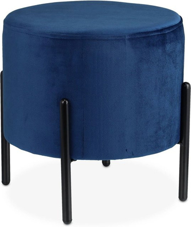 Relaxdays Samthocker Blau mit Metallgestell, Durchmesser: 40,5 cm, Höhe: 38,5 cm