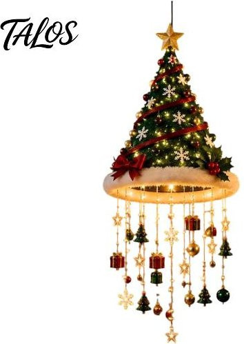 Leuchtendes Weihnachtsbaum-Hängeornament mit LED-Lichtern in Schwarz als festlicher Stern-Topper und Anhänger - Bild 1
