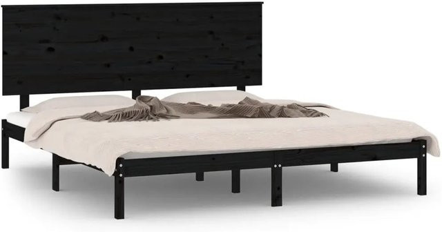 vidaXL Massivholzbett aus Kiefer in Schwarz, Modernes Bettgestell für Erwachsene, B/T: 200 x 200 cm - Bild 1