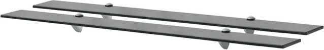 vidaXL Schweberegale aus gehärtetem Sicherheitsglas, 2er-Set, Schwarz, B: 100 cm, T: 20 cm, H: 0,8 cm - Bild 1