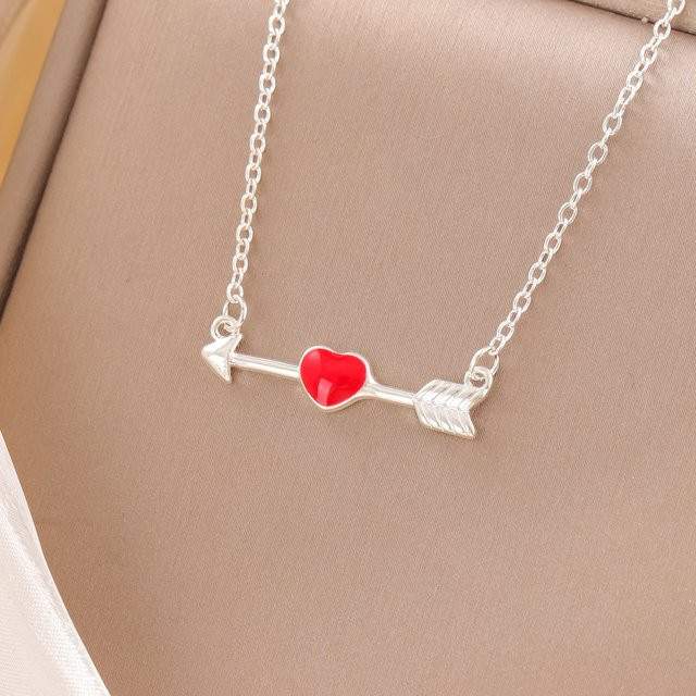 Halskette 925 Silber, Rotes Herz, Damen - Bild 1