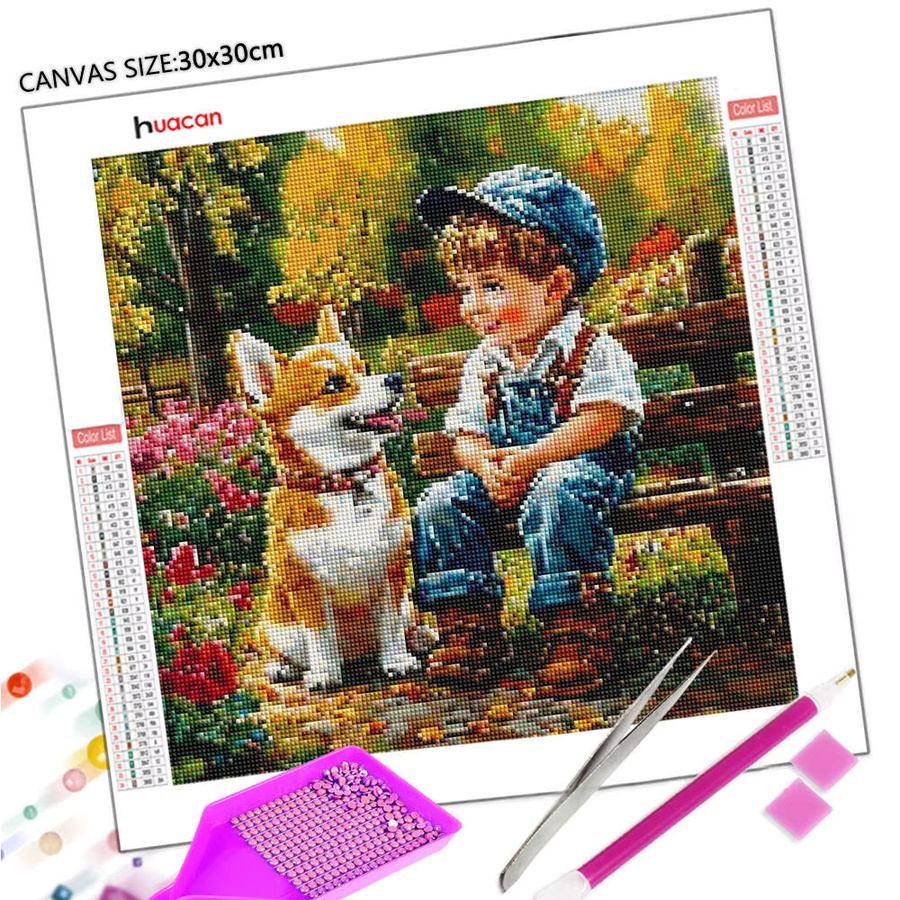 Huacan Diamantgemälde Hund, Diamantmosaik, Tiere, Bunt / Mehrfarbig - Bild 2