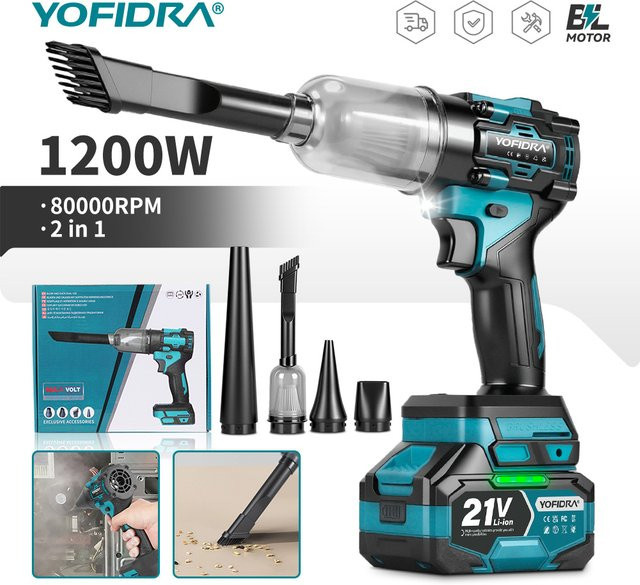 YOFIDRA 2-in-1 Elektro-Luftbläser und -Sauger mit 80000RPM Turbo-Lüfter für Makita LXT Akkus - Bild 1