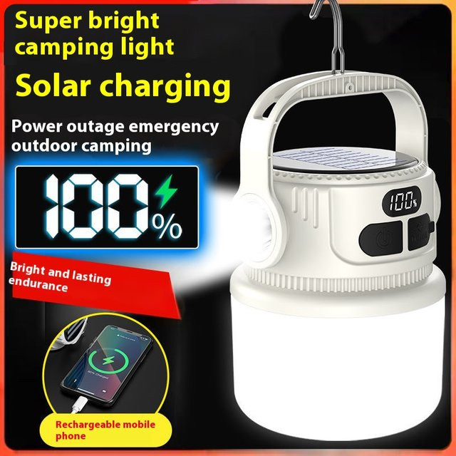 ESMARTER LED Solar Laterne – Wasserdichte tragbare Campinglampe für Outdoor und Notfall, Weiß - Bild 1