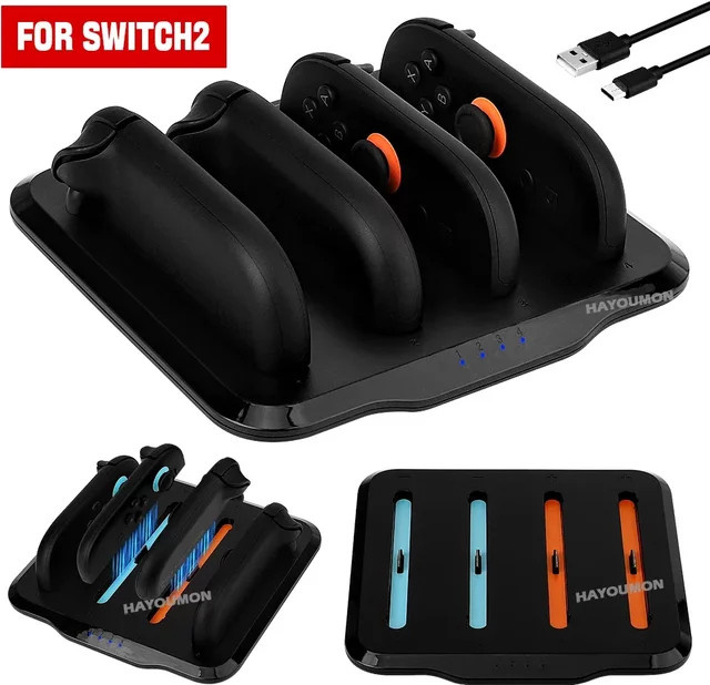 Ispoofer Ladestation für Nintendo Switch 2 Joypad mit Ladekabel in Schwarz - Bild 1