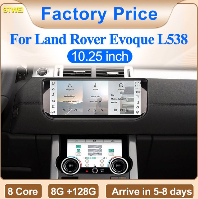 STWEI Android 13 Multimedia System für Range Rover Evoque L538 mit 10,25 Zoll HD Display, 8 Kern Prozessor und drahtlosem CarPlay in Schwarz - Bild 1