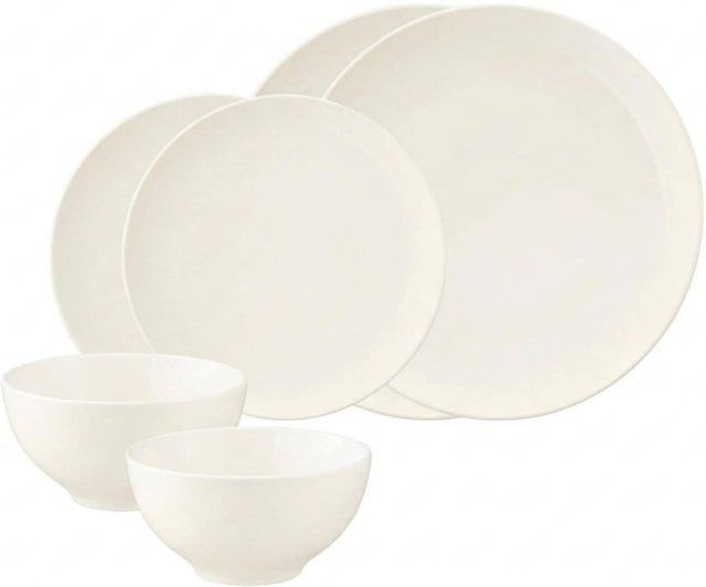 Seltmann Weiden Basic-Set Savona Fine Diamond Dinner-Service aus Porzellan, 6er Set, Beige/Weiß - Bild 1