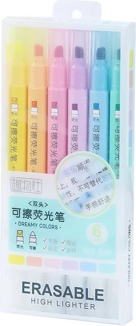 6 Stück löschbare Pastellmarker mit zwei Spitzen in Multicolour für Schule und Büro - Bild 1