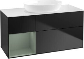 V&B Waschtischunterschrank Finion mit Wandbeleuchtung in Blau Lack, Breite: 120 cm, Tiefe: 50,1 cm, Höhe: 50,1 cm - Bild 1