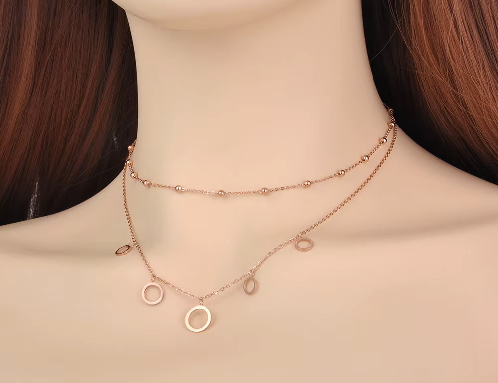 Lokaer Halskette, Doppelchichtige Charm Kette, Edelstahl, Damen - Bild 2