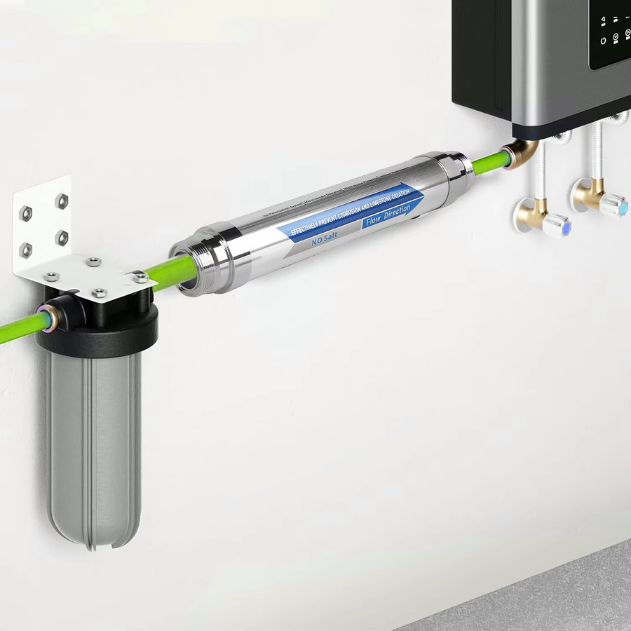 HGTUGO Kalkschutzanlage mit Einzelauslass in Silber, salzfrei und elektronisch, ideal für Dusche, Geschirrspüler und Solarheizung - Bild 3