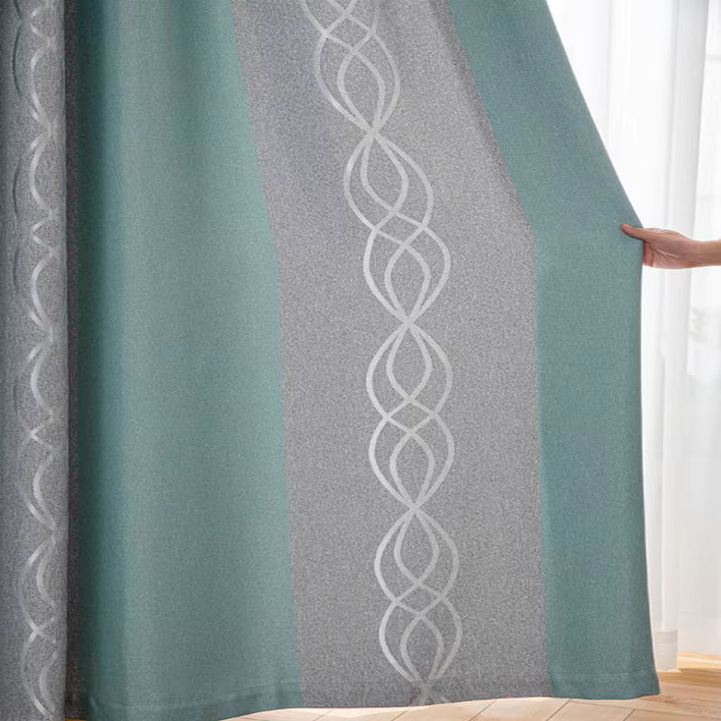 JESSANS Verdunkelungsvorhang Jacquard im nordischen Design, Blau, Breite: 150 cm, Höhe: 250 cm - Bild 3