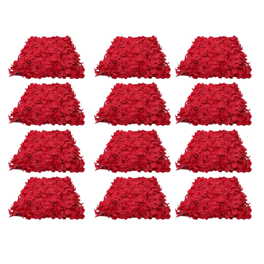 12 Stück Fishine Blumenwandpaneel mit roten künstlichen Hortensien als 3D Dekoration für Hochzeiten und Feiern - Bild 3