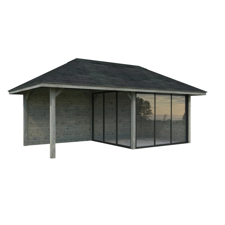 Palmako Pavillon Bianca Set205 Slide Grau aus tauchgrundiertem Fichtenholz B/T: 588 x 300 cm - Bild 2