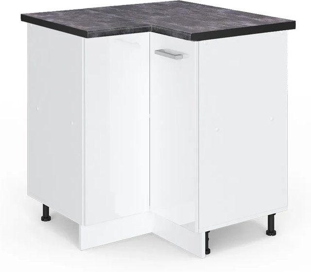 Vicco R-Line Eckunterschrank für die Küche, Weiß Hochglanz/Anthrazit, B/T/H: 75,6 x 60,0 x 81,6 cm - Bild 1