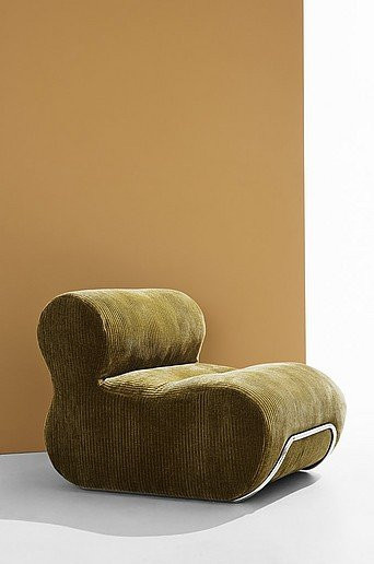 Archie Sessel im Retro-Design mit Samtbezug und Metallgestell, Lounge-Sessel für das Wohnzimmer in Beige, Braun oder Grün - Bild 1