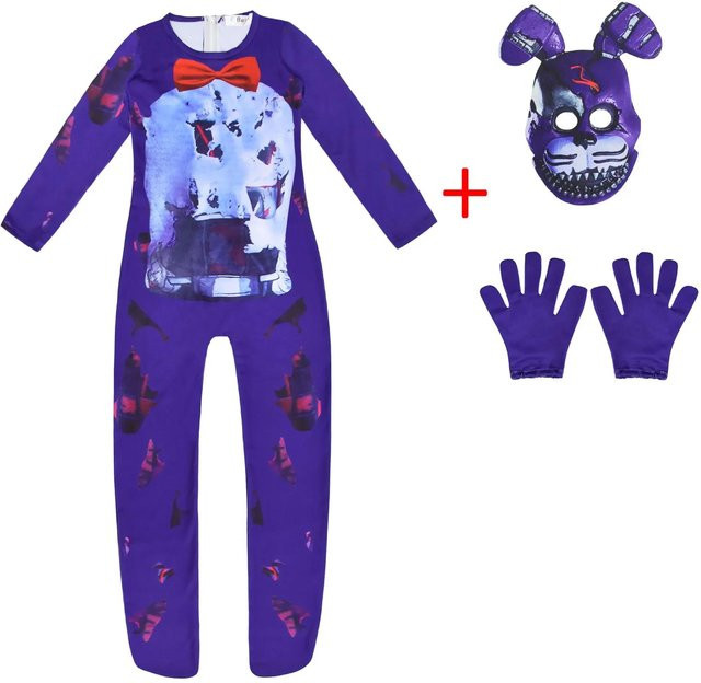 Fnaf Freddy Cosplay Kostüm, Jumpsuit, Blau, Wit 160 - Bild 1