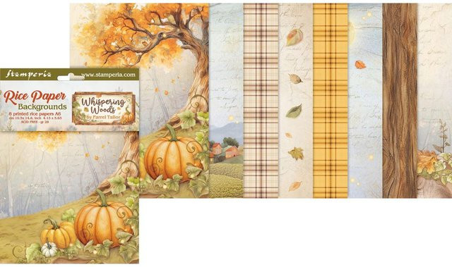 Stamperia Motiv-Strohseide Whispering Woods in Multicolor, A6, Herbstmotiv - Bild 1