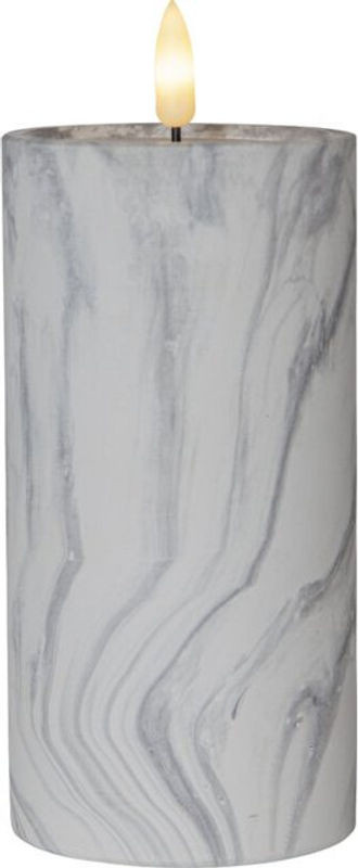 Star Trading LED Stumpenkerze Flamme Marble in Weiß mit Marmor-Design, Warmweiß, Timer und Flackereffekt, Höhe: 17,5 cm, Durchmesser: 7,5 cm - Bild 1