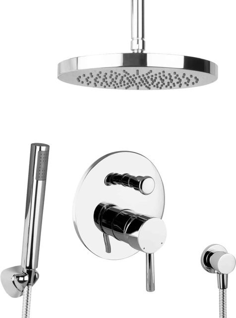 PaulGurkes Regendusche Unterputz Dusch Set mit Handbrause und Umschalter in Chrom/Silber - Bild 1