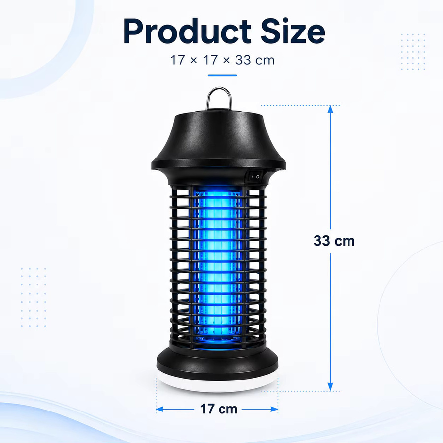 Elektrischer Insektenvernichter mit 15W LED-Licht und 365nm UV-Strahlung, IPX4 wasserdicht, Schwarz, B: 33,0 cm, H: 17,0 cm - Bild 5
