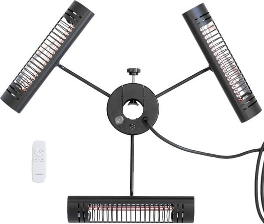 Vasner Schirm-Heizstrahler Umbrella X30 Set aus 3 Stück in Schwarz für Stangen-Durchmesser 40 - 80 mm