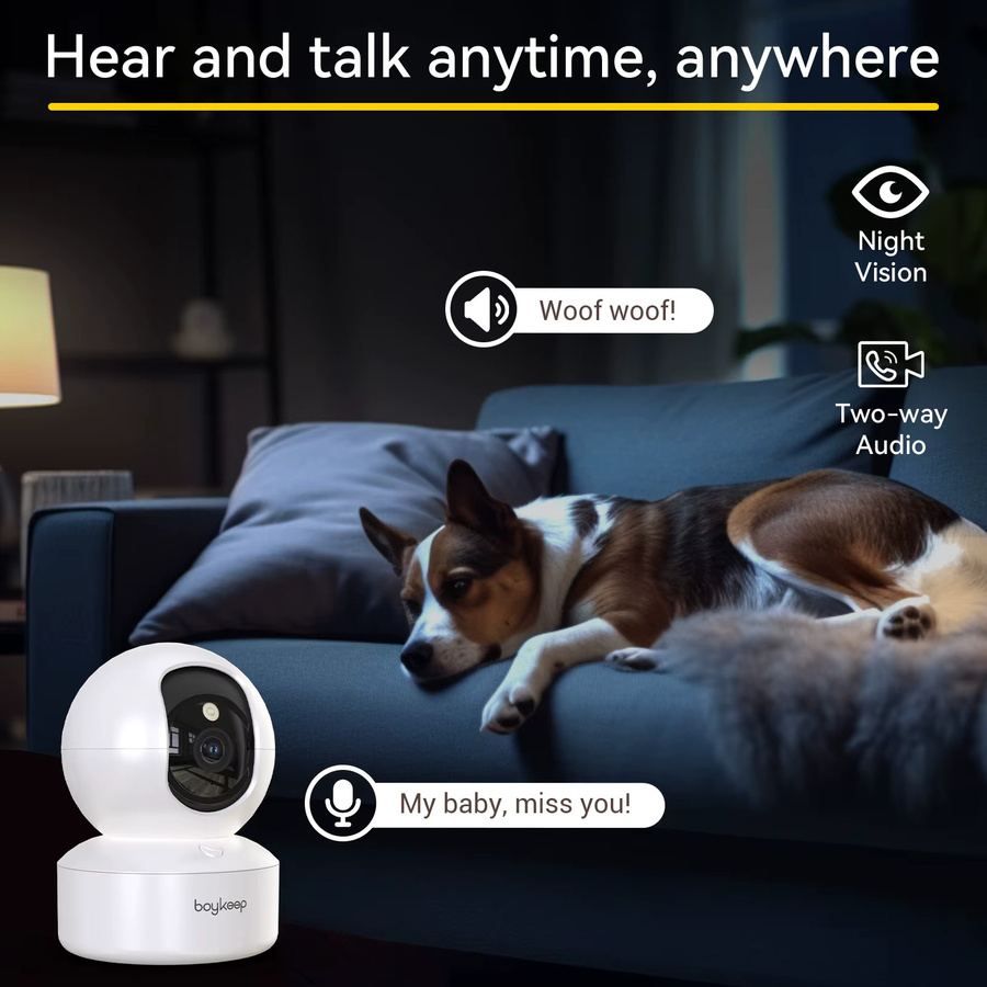 BoyKeep 3MP WLAN Innen-Sicherheitskamera mit 5G/2,4GHz Dualband, intelligente Babyüberwachungskamera mit automatischer Verfolgung in Weiß - Bild 5