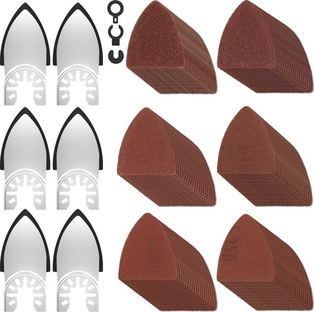 129-teiliges Universal Schleifpad Set für oszillierende Multischleifer mit Dreieck Finger Schleifpapier in den Körnungen 60-320 Grit für DIY-Arbeiten - Bild 1
