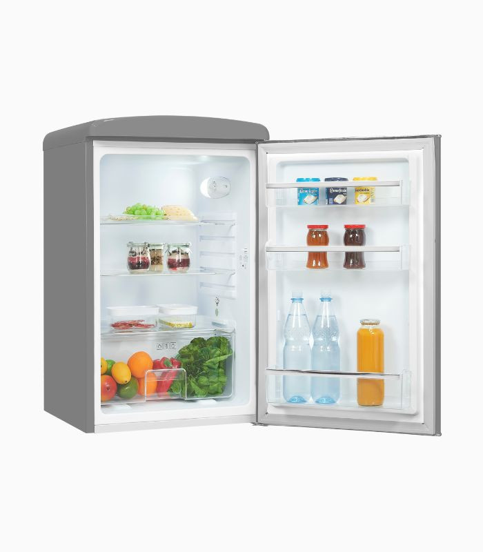 Retro Vollraumkühlschrank RKS120-V-H-160E in Grau, Standgerät mit LED-Innenbeleuchtung und Standard-Frischezone, B/T/H: 54,5 x 60,0 x 160,0 cm - Bild 2
