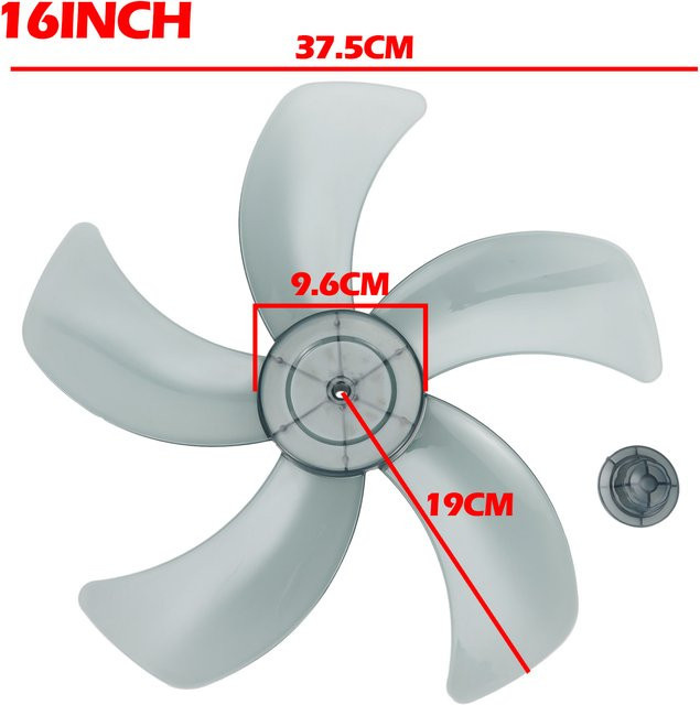 LEENKEA Ersatz-Lüfterflügel aus Kunststoff mit fünf Blättern und Mutternabdeckung für 16-Zoll-Standventilatoren, transparent und weiß - Bild 1