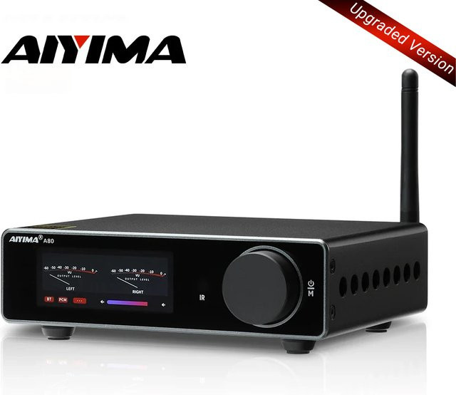 AIYIMA A80 Bluetooth DAC Stereo-Leistungsverstärker mit TPA3255 PFFB, Klasse D HiRes Digital-Verstärker, Schwarz - Bild 1