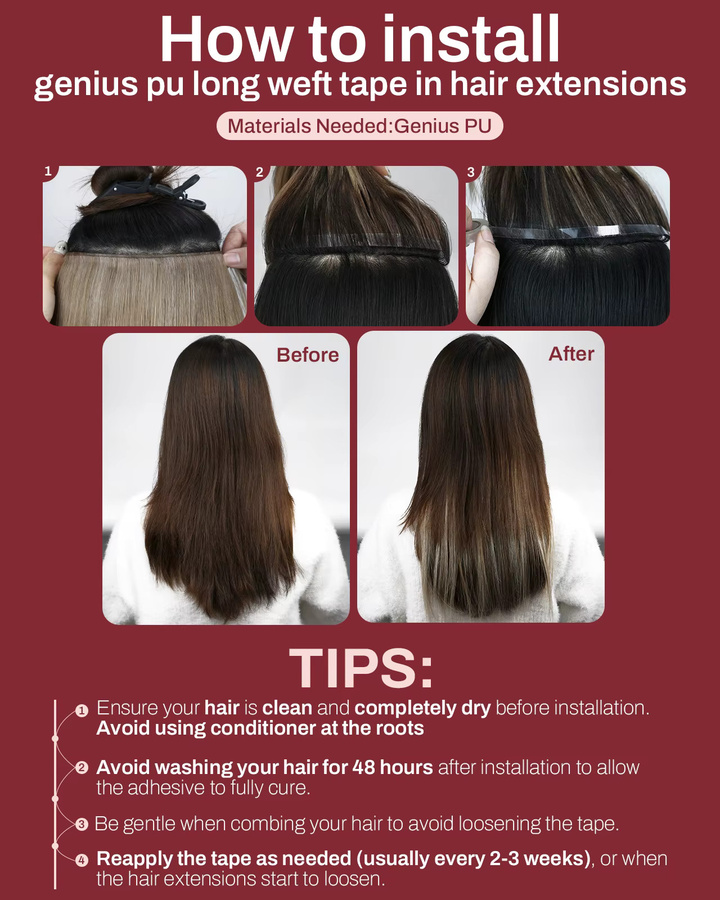 Moresoo Tape-in Haarverlängerungen Echthaar Remy, 50g, Genius Tape Weft - Bild 4