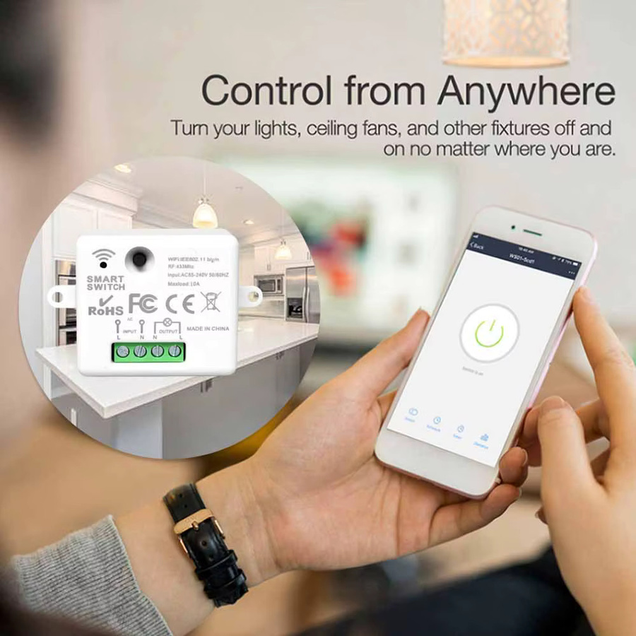 CENFAYA Tuya Smart WLAN-Lichtschalter Set mit 8-Zonen RF Funk-Fernbedienung in Weiß, kompatibel mit Alexa und Google Assistant - Bild 3